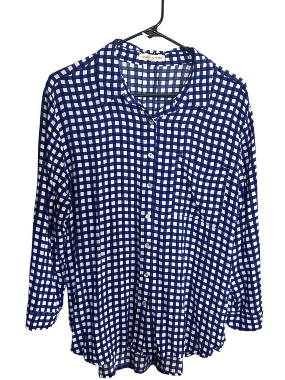 grand & greene Blue, Black and White Gingham Button-Down Shirt